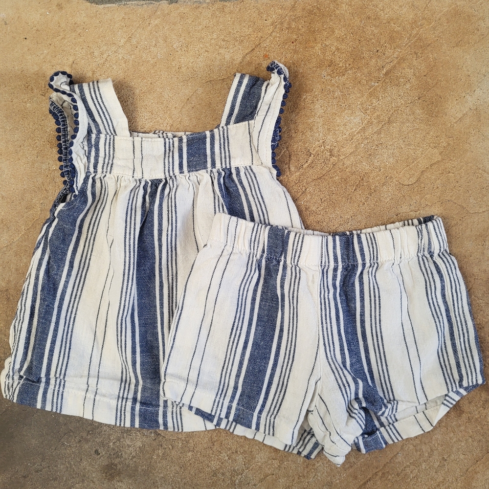Carter's Blue and White Striped Shorts Set 6m